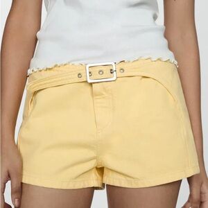 SOLD Yellow Denim Shorts With Belt